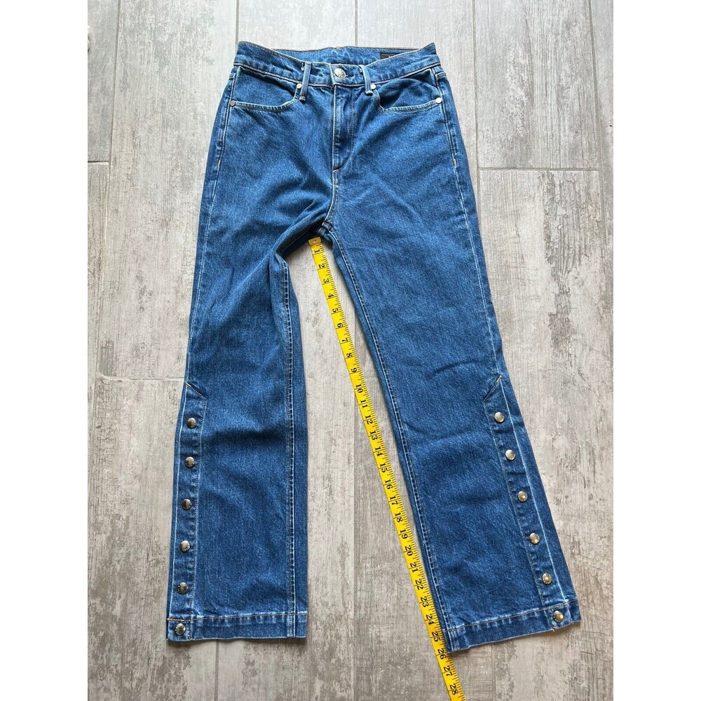 $275 Rag & Bone Dylan Snap Button Wide Leg Straight Blue Jeans High Rise 26 - Picture 14 of 15